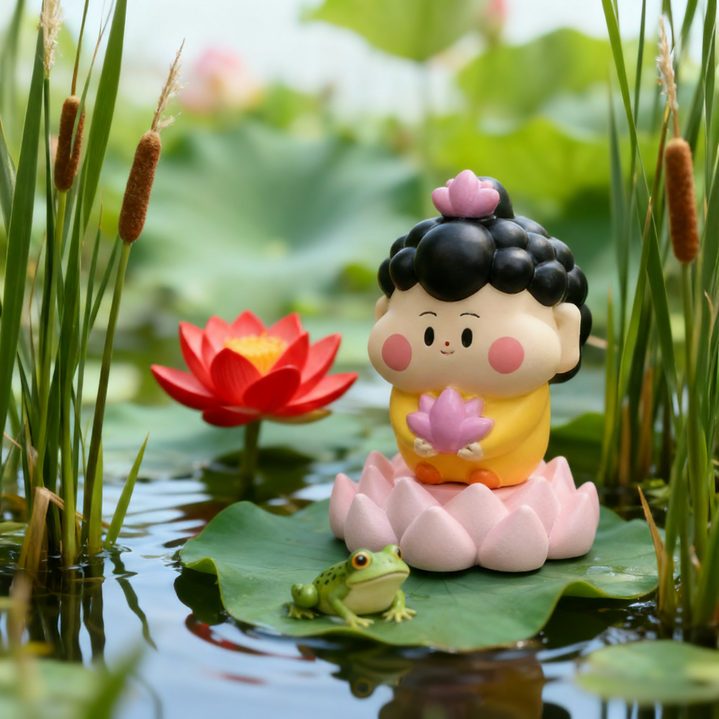 新中式陶瓷莲花佛像摆件禅意