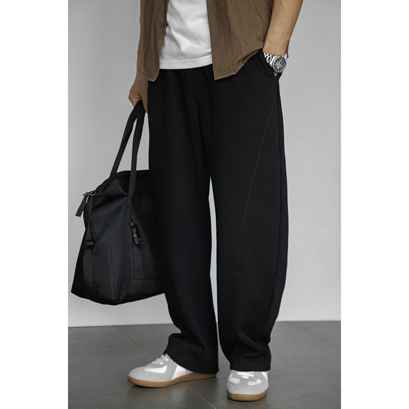 唔刃工装美式休闲重磅针织宽松拼接弯刀卫裤修饰腿型运动长裤男士