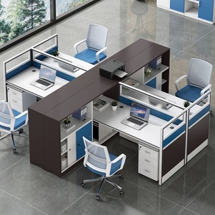 6人办公桌椅组合 职员办公桌员工电脑桌屏风组合工位桌简约现代4