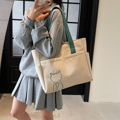 帆布包包女大容量上课通勤