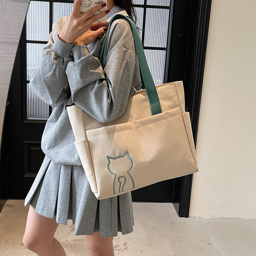 帆布包包女大容量上课通勤