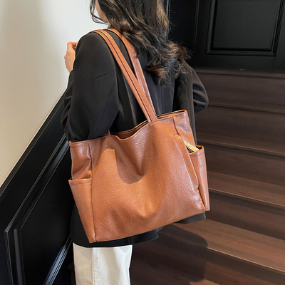 大容量托特包女高级感软皮单肩包