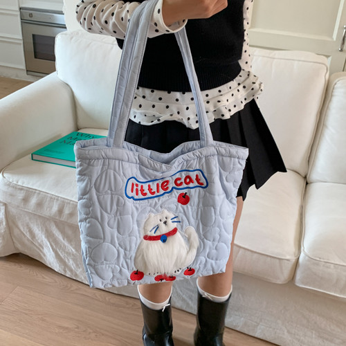 大容量通勤托特包棉服包手提包