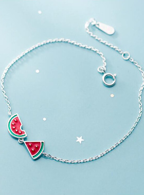 s925银甜美可爱西瓜手链女森系小