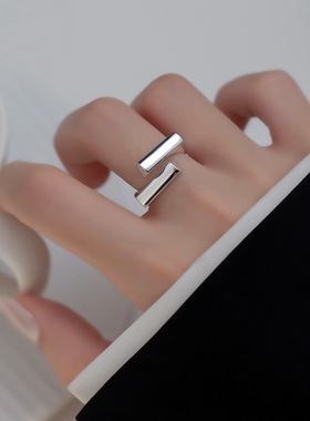 几何交错银戒指韩版新款个性高级