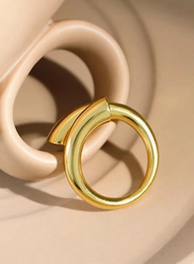 韩版ins设计交叉银戒指女开口极