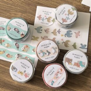 现货日本mindwave造型胶带海獭飞鸟企鹅小猫小兔可爱和纸异形胶带