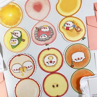 [现货]圈次方文创与慢墩墩可爱贴纸原创手帐贺卡折页异型闪砂卡