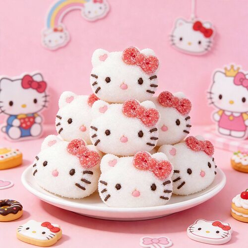 好来屋独立包装粉色猫棉花糖