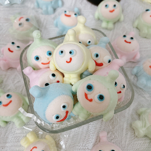 网红萌趣蛋仔棉花糖独立包装卡通造型软糖咖啡装饰糖果散装