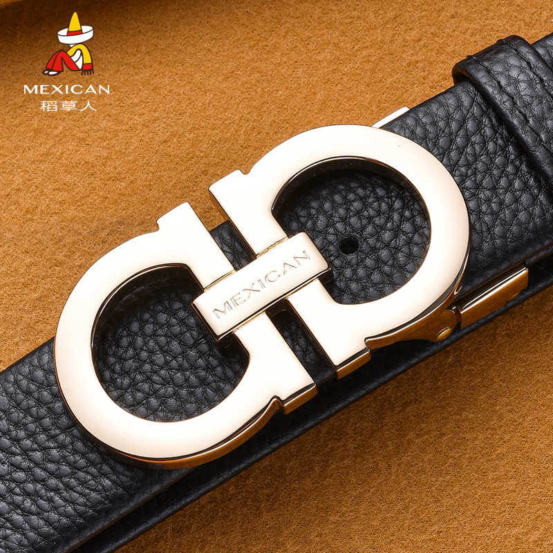 稻草人男士皮带2025新款真皮加长牛皮腰带潮流年轻人裤带商务爸爸