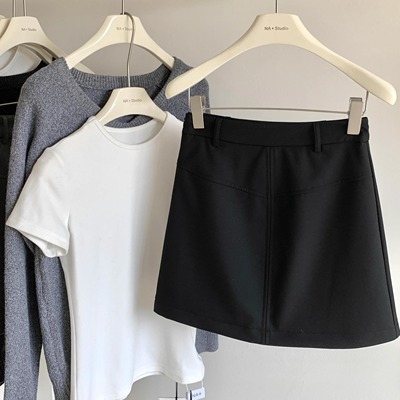 蘑糯糯同款纯色西装裙裤两色