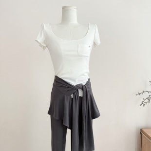 T恤女早春骨感修身 天丝羊毛U领短袖 慵懒上衣 in系列 all