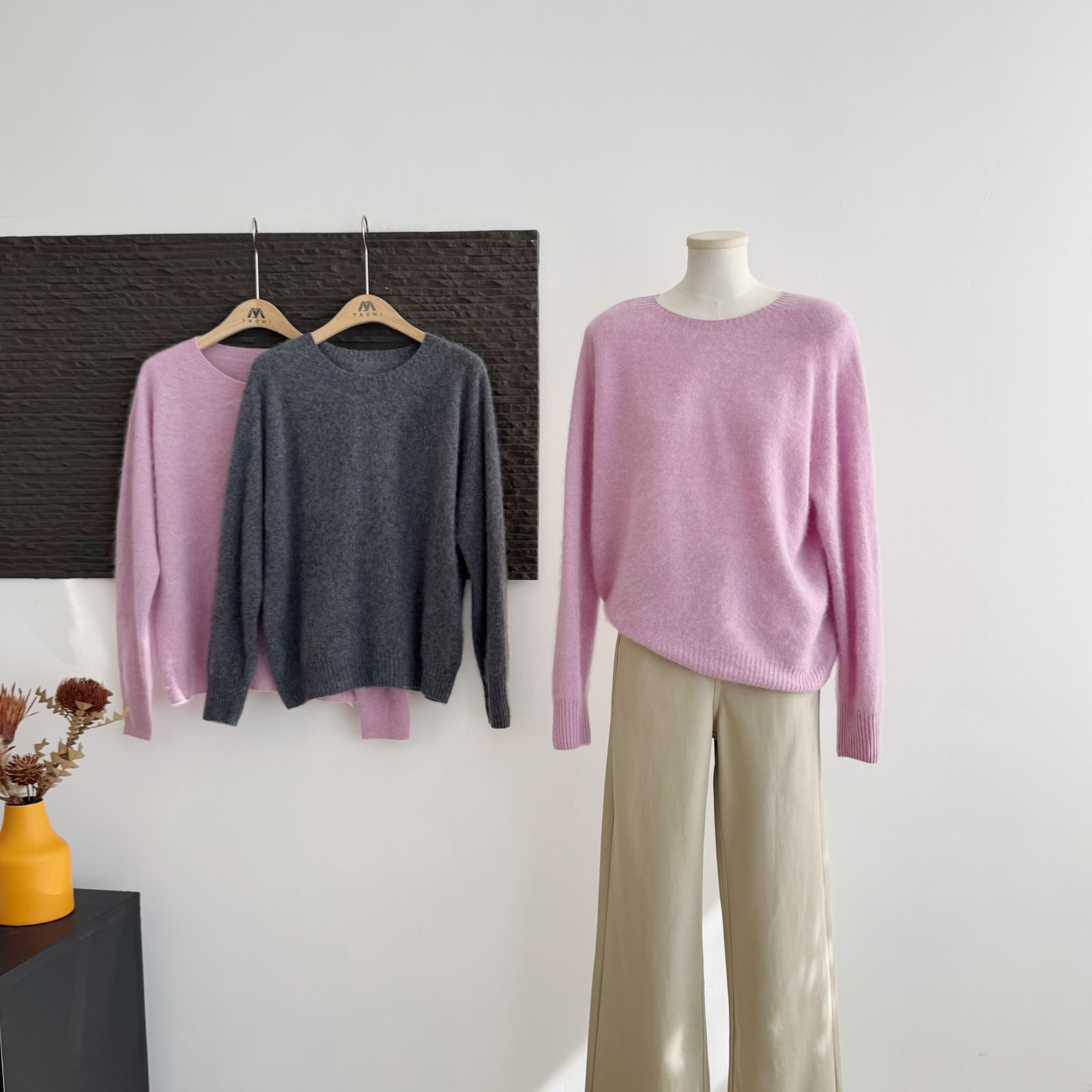 山羊绒高品质纯色圆领毛衣