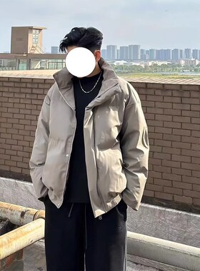 冬款PU皮日系加厚棉衣男士立领免洗保暖外套哑光宽松短款面包服潮