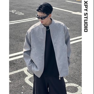 休闲痞帅外套 男女同款 XPY 春秋简约高级感皮衣百搭潮流雾感夹克