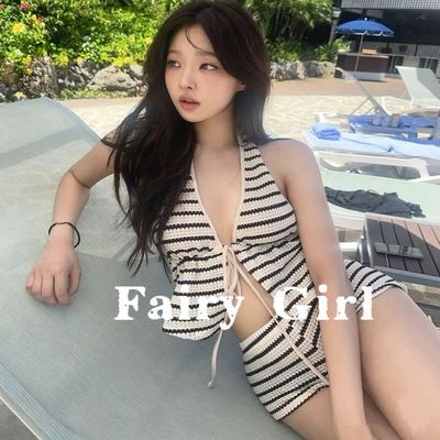 海盐条纹高级感分体平角比基尼