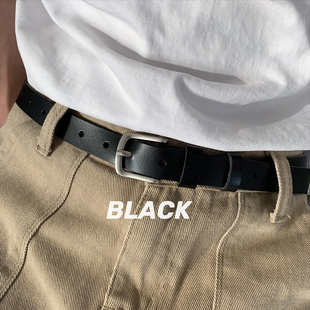 日本MUII新款小皮带男真皮头层纯牛皮青年细腰带韩版百搭简约潮人