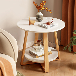 简易小茶几双层沙发网红北欧卧室阳台迷你小户型边几实木小圆桌子
