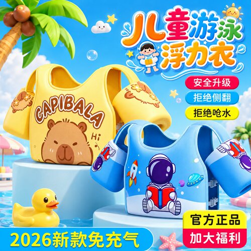 免充气防侧翻防呛水儿童浮力马甲