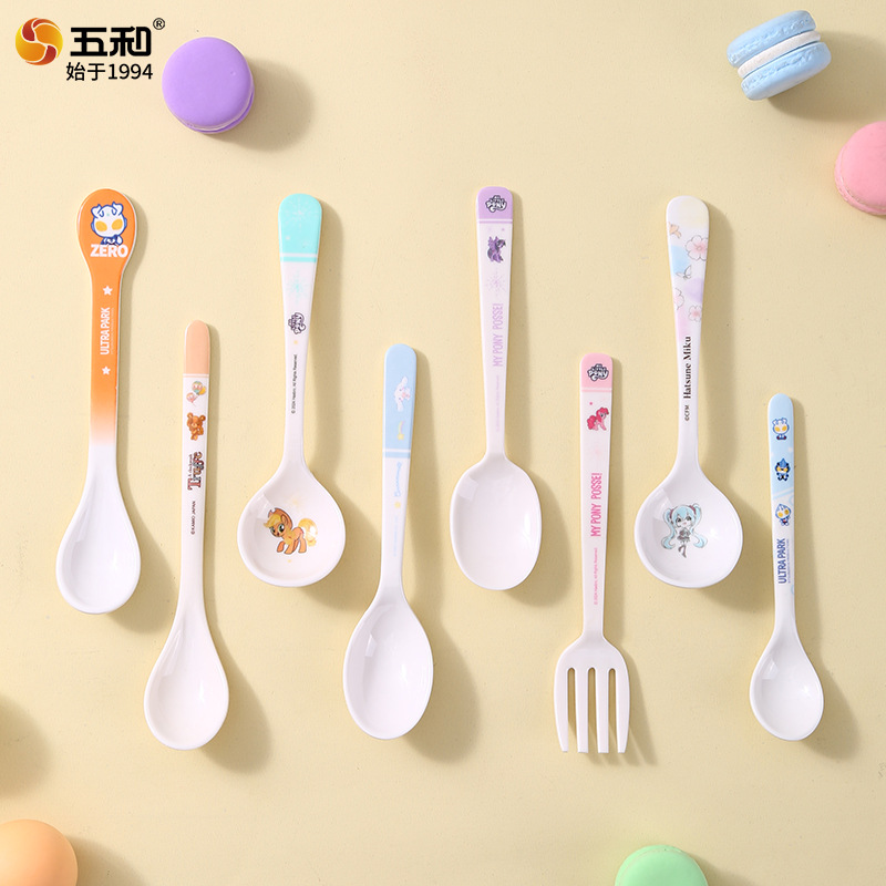 五和儿童勺子食品级密胺防摔