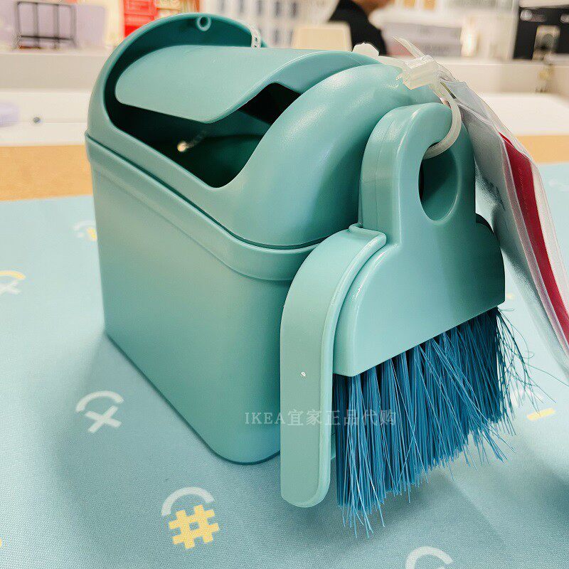 IKEA宜家正品波恩西萨 清洁组合 桌面清洁套装小垃圾桶扫帚天蓝色