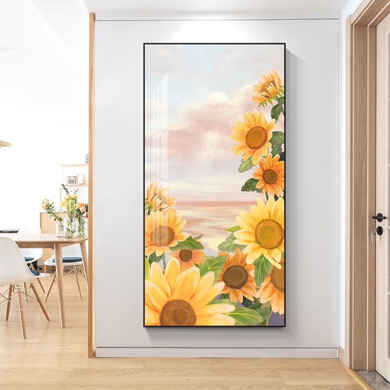 玄关装饰画入户正对门过道晶瓷玄关挂画竖版现代简约轻奢走廊挂画图片