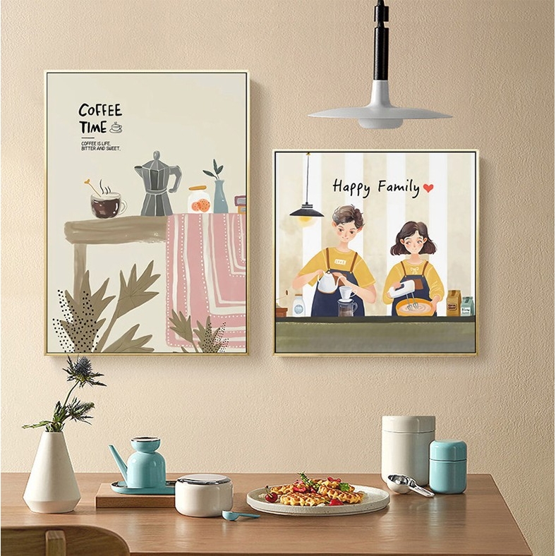 北欧餐厅装饰画创意饭厅挂画墙面现代简约人物情侣厨房壁画小户型图片