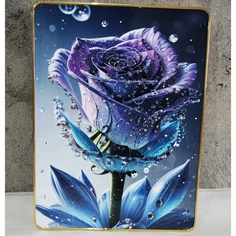 美式风格花朵瓶子装饰画客厅餐厅晶瓷画货源烤瓷镶钻画图片