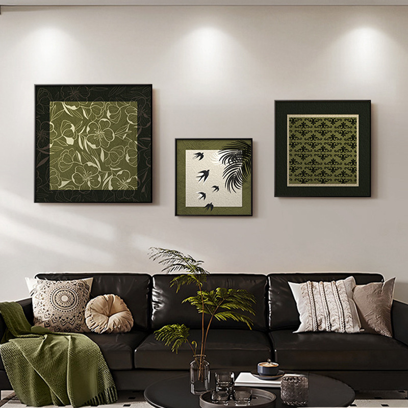 复古小众客厅装饰画法式中古风餐厅正方形壁画新款沙发背景墙挂画图片