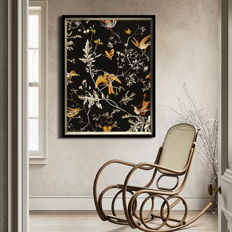 植物印花美式复古卧室装饰画法式小众艺术餐厅挂画ins风客厅摆画图片