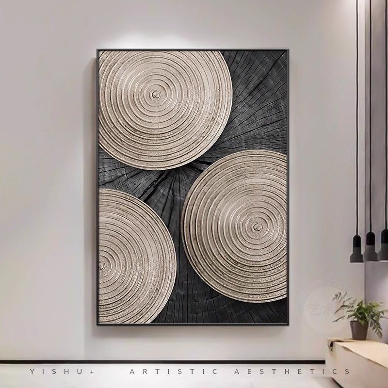 黑白工业风客厅装饰画抽象酒店大堂墙面壁画复古玄关走廊过道挂画图片