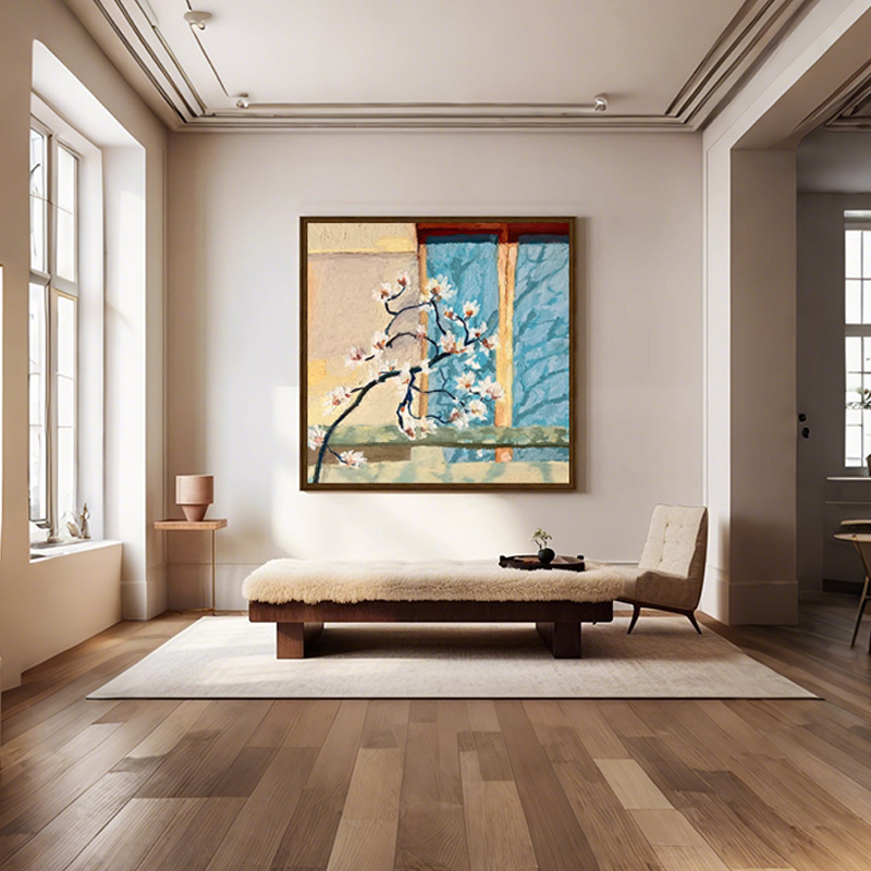 中古风复古客厅餐桌装饰墙壁挂画抽象梅花创意卧室玄关客厅挂画图片