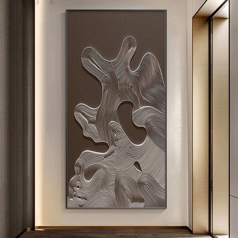 现代轻奢玄关装饰画抽象艺术客厅挂画创意走廊过道样板间酒店壁画图片
