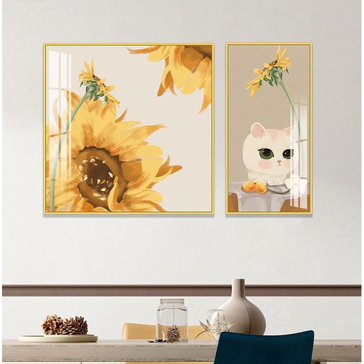 现代轻奢北欧挂画向日葵客厅装饰画卧室背景墙壁画小清新餐厅墙画图片