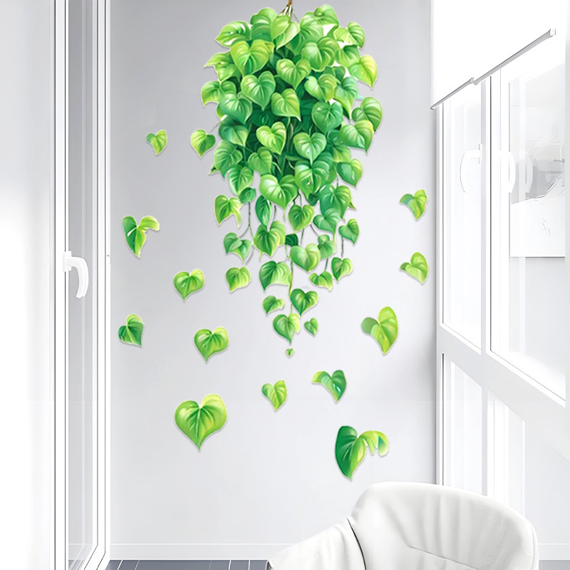 仿真绿萝小清新墙贴装饰卧室客厅玄关宿舍家居自粘绿色植物贴纸,家居饰品,软装墙贴,淘宝优惠券,粉丝福利购,淘宝优惠卷
