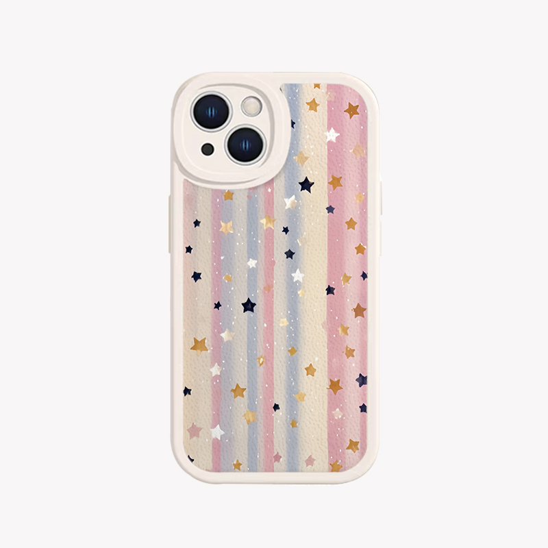 彩虹条纹星星适用iPhone16promax苹果15小米14新款mate60华为p70小羊皮手机壳13opporeno12vivox100荣耀200