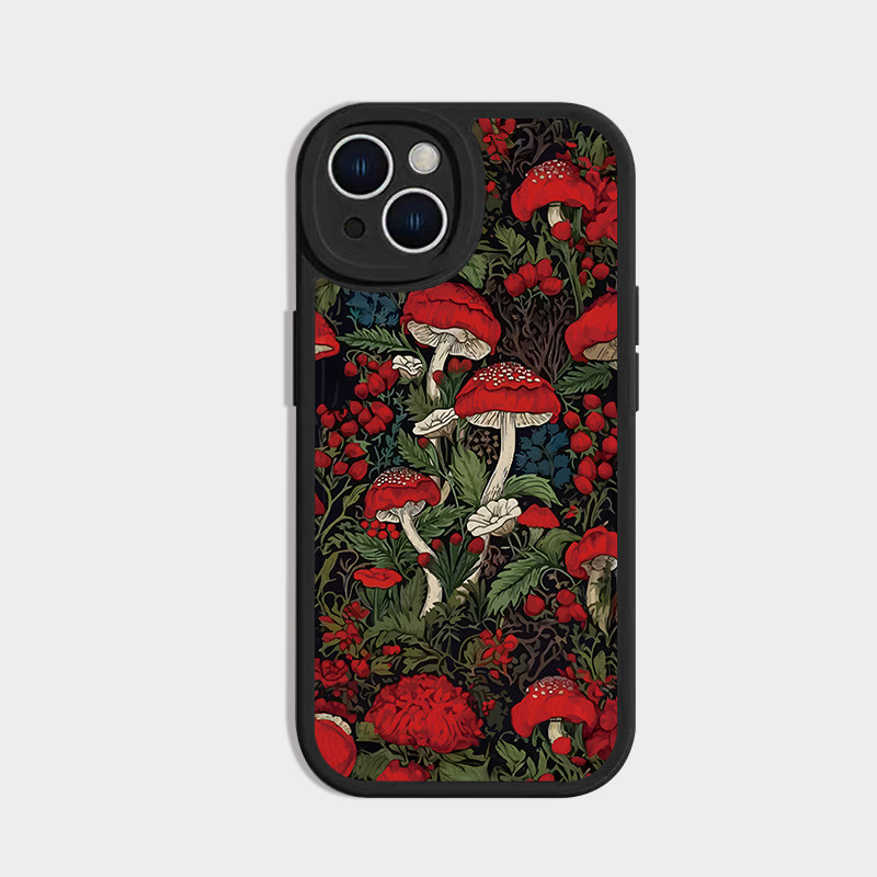 红蘑菇 适用iPhone15promax手机壳小羊皮华为pura70vivoiqooneo7个性苹果畅享60保护套小米1