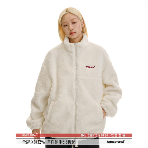 TGNS周也同款仿羊羔毛情侣装外套