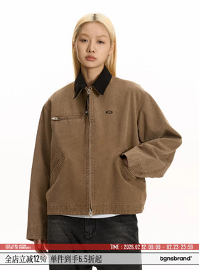 TGNS底特律复古工装夹克男生春季高街棕色情侣装美拉德休闲外套女