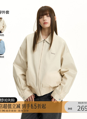 【双面穿】TGNS格纹百搭工装外套女春季流行美式夹克白色格子上衣