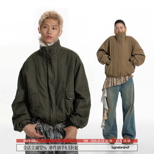 复古外套 夹克男女秋冬设计感宽松保暖美式 TGNS仿毛领夹棉短款 工装