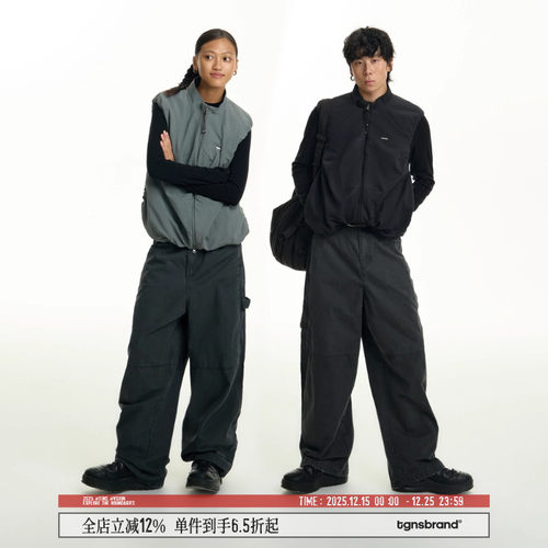 TGNS抽褶棉马甲秋冬外穿坎肩外套