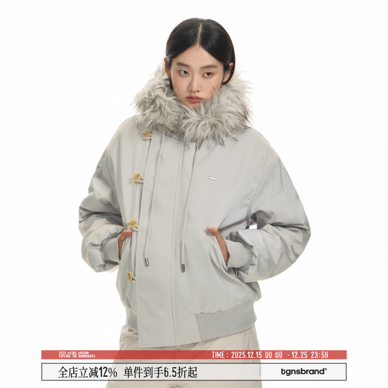 TGNS连帽大毛领m4a1羽绒服厚外套