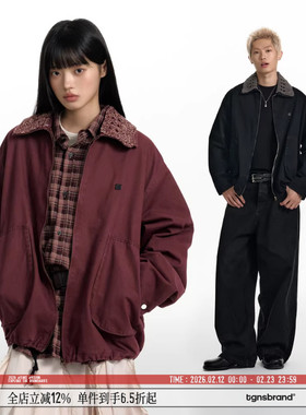 【一衣两穿】TGNS镂空针织领外套女春季美式复古巴恩风翻领夹克男