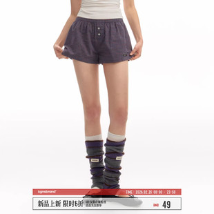 TGNS美式复古格子短裤男女夏季海边出游平角裤休闲百搭BM风家居裤