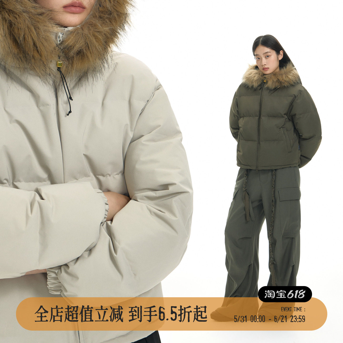 TGNS短款连帽大毛领棉服女生冬季加厚保暖棉衣基础百搭休闲外套男