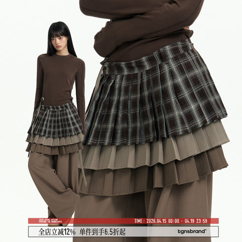 TGNS三层百褶裙屁帘拼接裤子女生