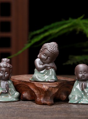 花宠盆景配件鱼缸造景茶宠佛像小如来摆件跨境小和尚车载汽车饰品