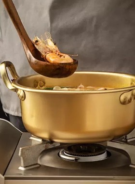 韩国进口泡面锅EXPO大酱汤锅厚正品延边发货金色小锅新品煮锅带盖